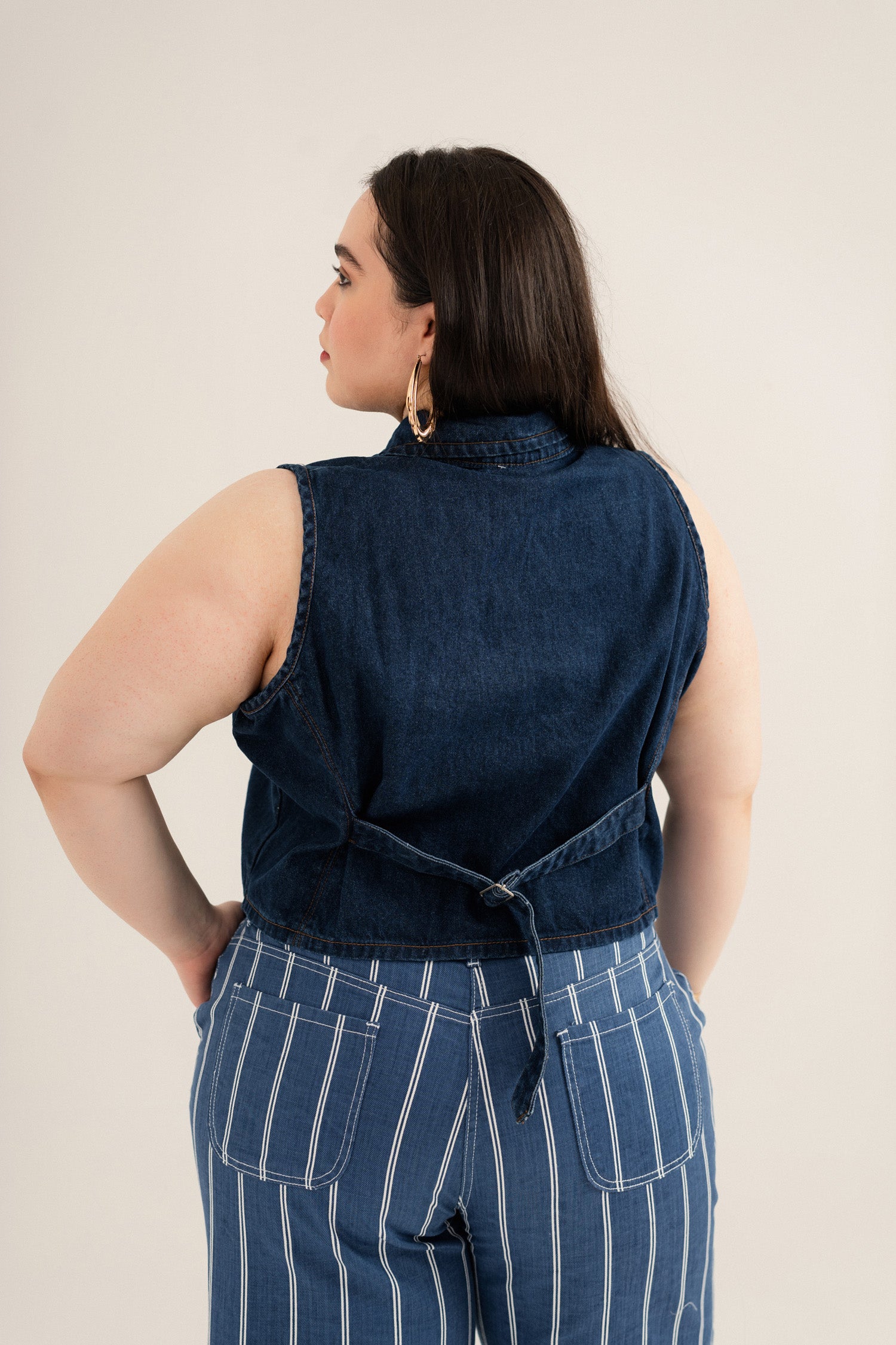 Dark Blue Plus Size Regular Fit Denim Vest - Hustle N Holla