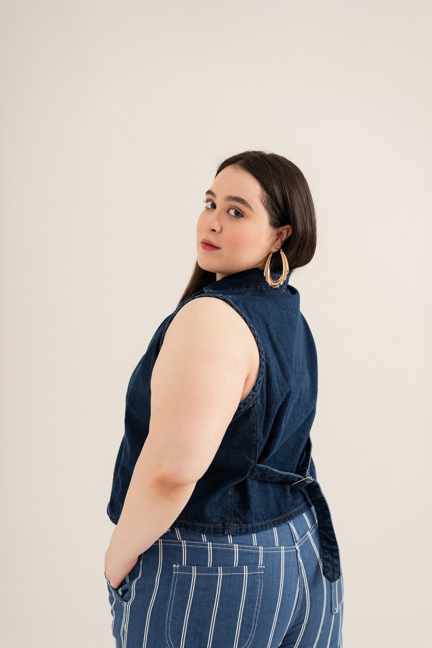 Dark Blue Plus Size Regular Fit Denim Vest - Hustle N Holla