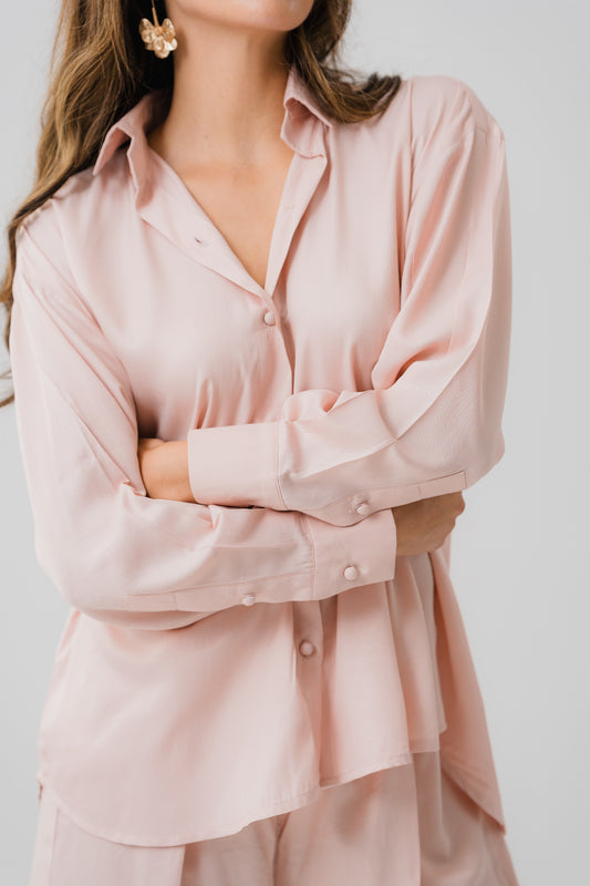 Peach Pink Long Sleeve Shirt