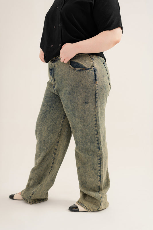 Grey Wash Plus Size Straight Relaxed Jeans - Hustle N Holla