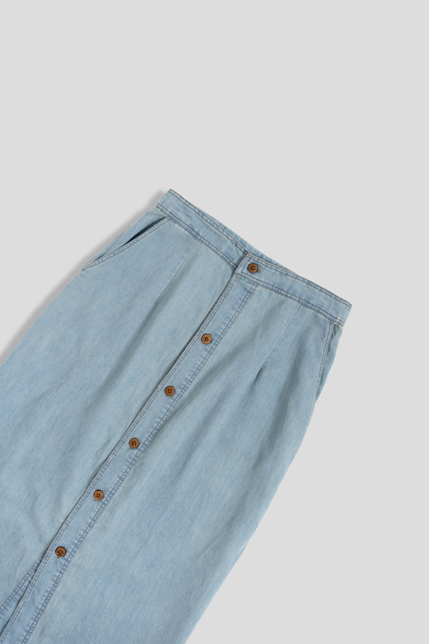 Light Wash Chambray Buttoned Pencil Skirt - Hustle N Holla