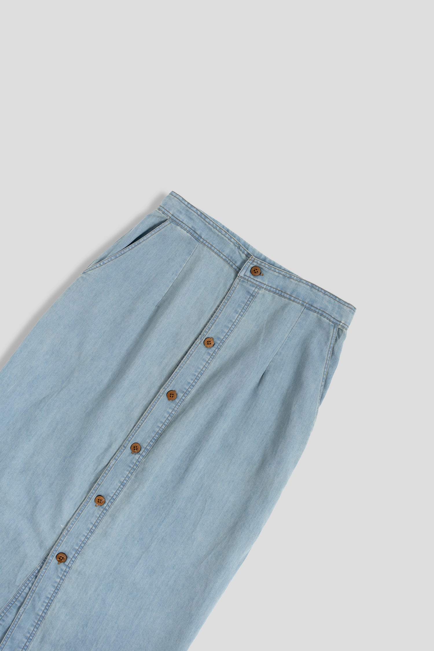 Light Wash Chambray Buttoned Pencil Skirt - Hustle N Holla