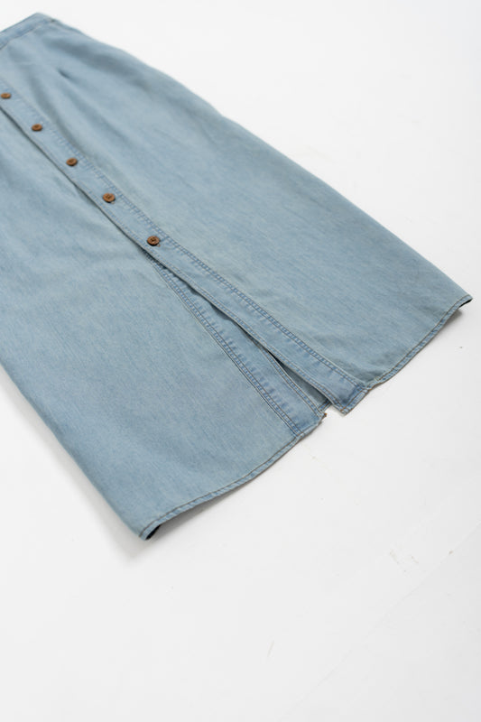 Light Wash Chambray Buttoned Pencil Skirt - Hustle N Holla