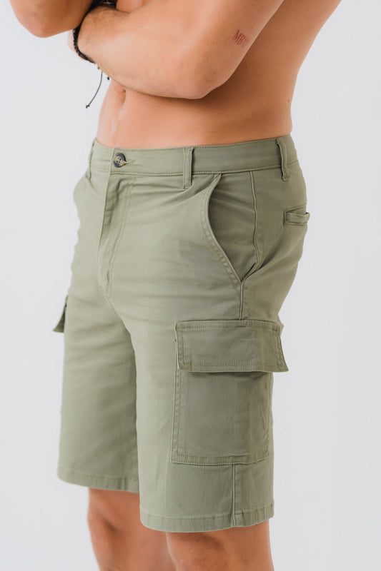 Olive Green Cargo Chino Shorts