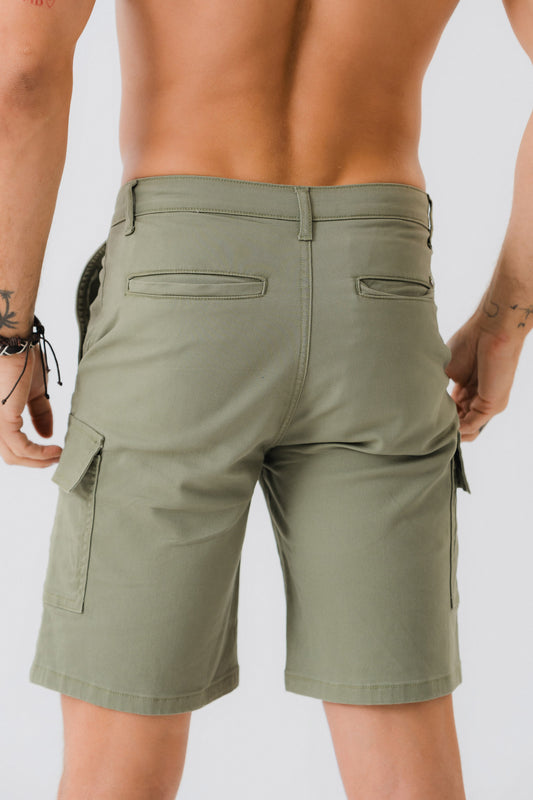 Olive Green Cargo Chino Shorts