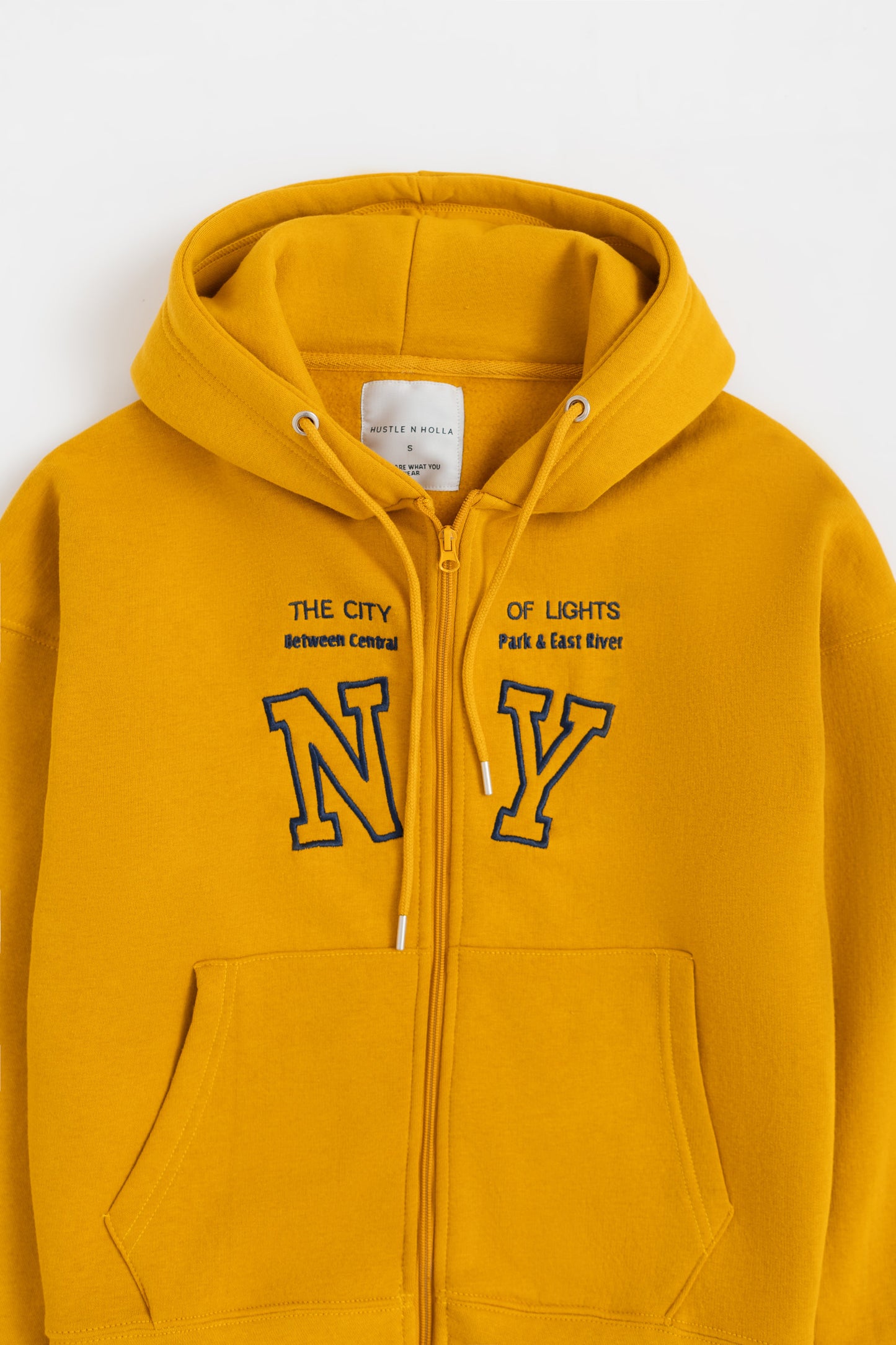 Mustard Oversized Embroidered Hoodie - Hustle N Holla