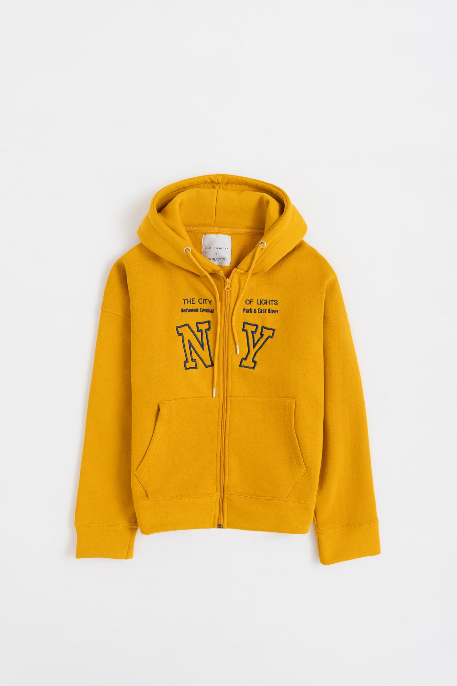 Mustard Oversized Embroidered Hoodie - Hustle N Holla