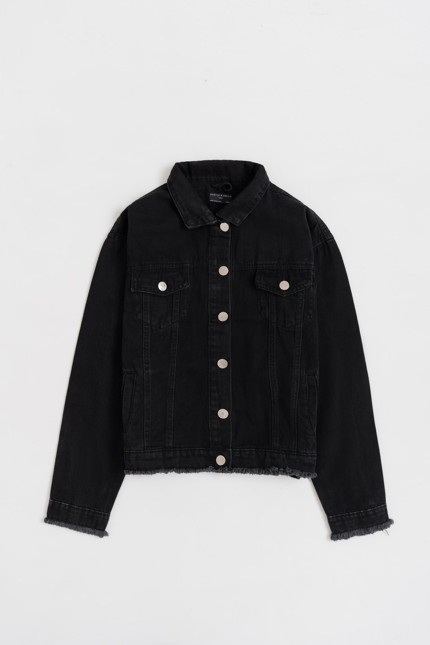 Black Frayed Edge Denim Jacket