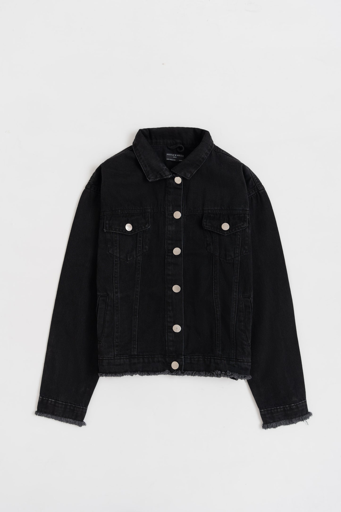 Black Frayed Edge Denim Jacket - Hustle N Holla