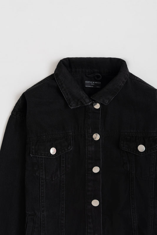 Black Frayed Edge Denim Jacket - Hustle N Holla