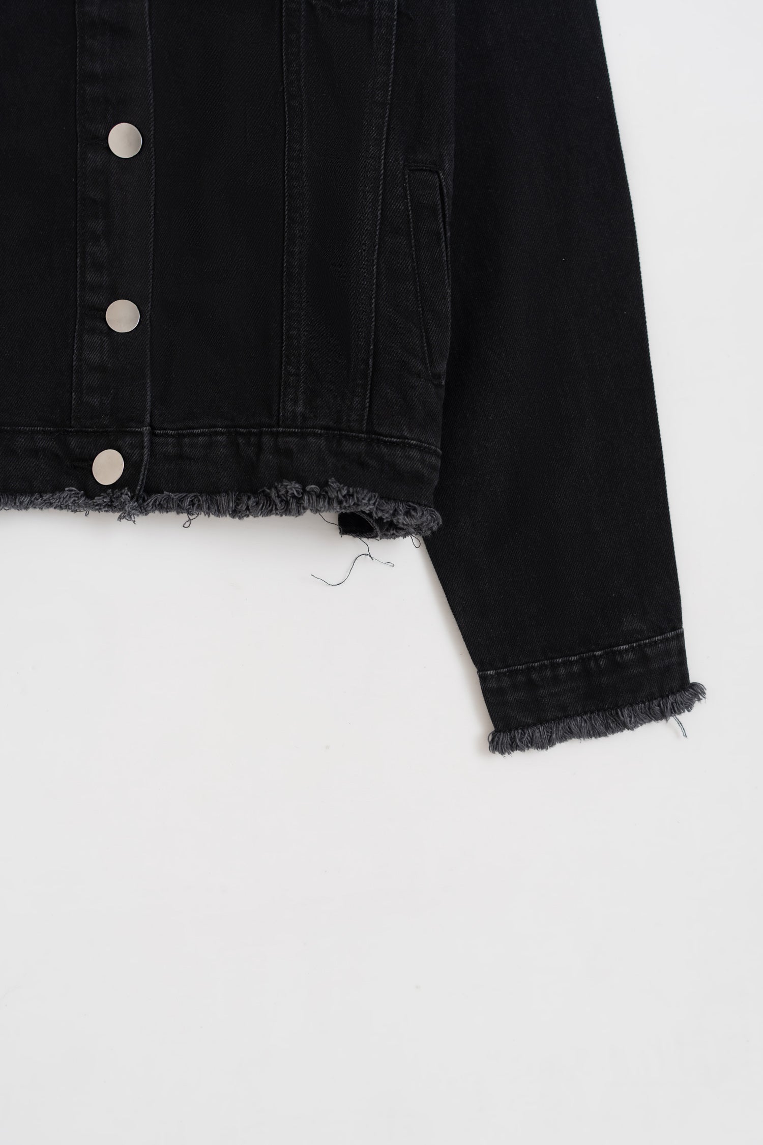 Black Frayed Edge Denim Jacket - Hustle N Holla