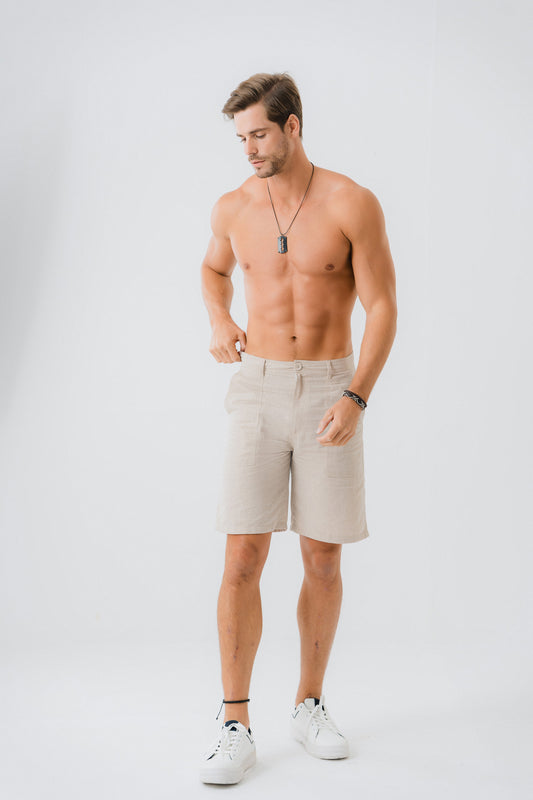 Beige Relaxed Fit Shorts