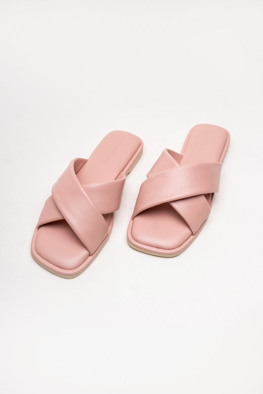 Soft Pink Cross Strap Flats - Hustle N Holla