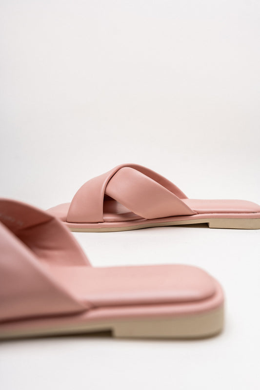 Soft Pink Cross Strap Flats - Hustle N Holla