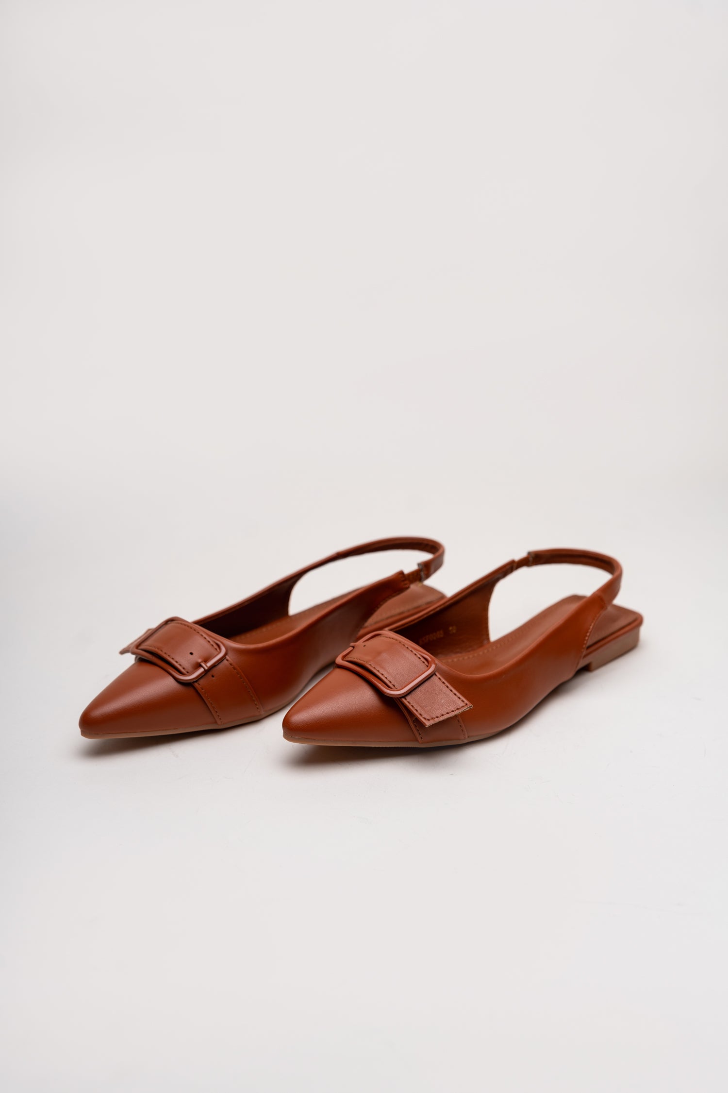 Tan Buckle Detail Flats