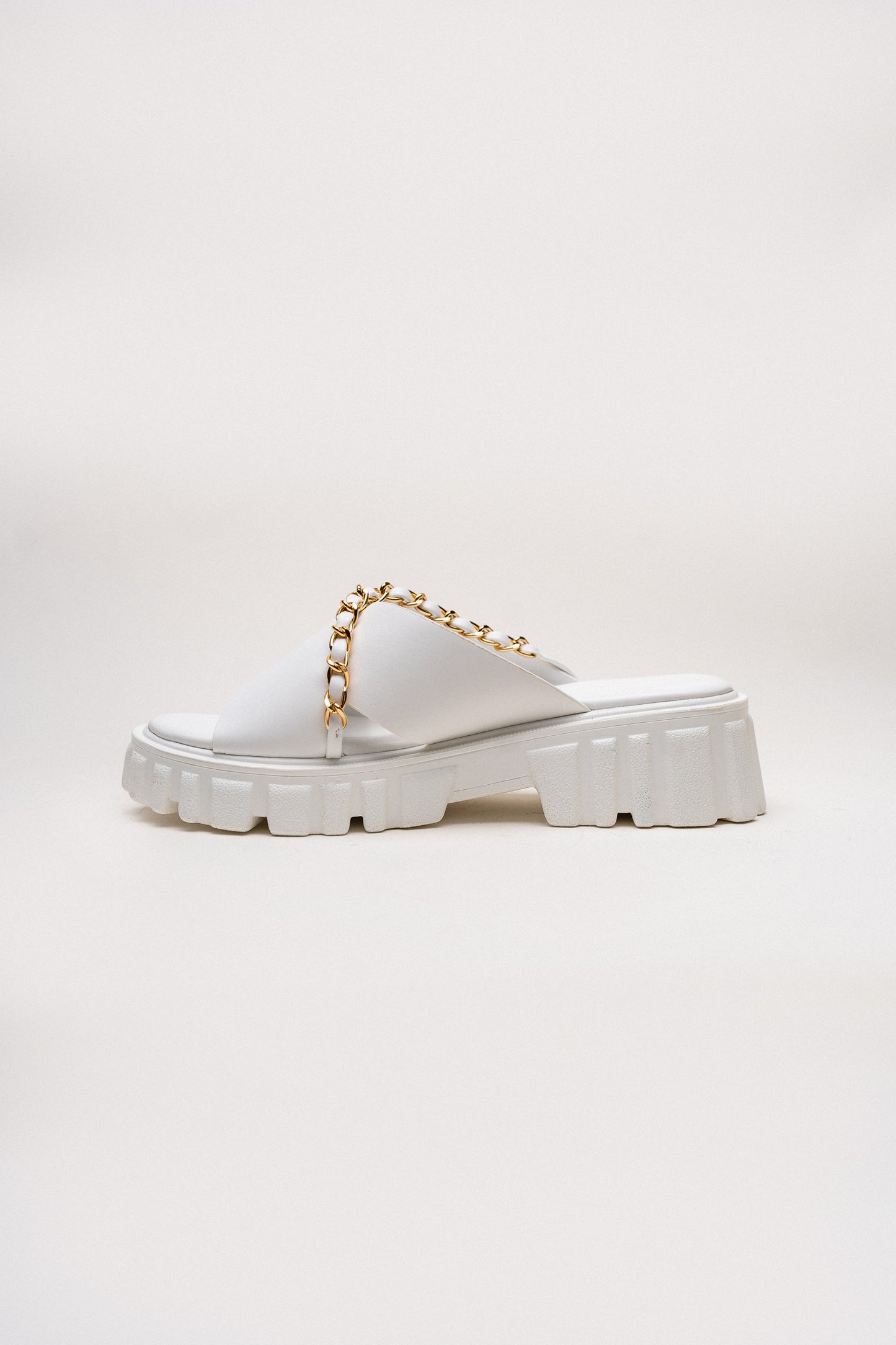 White Criss-Cross Chunky Flats - Hustle N Holla