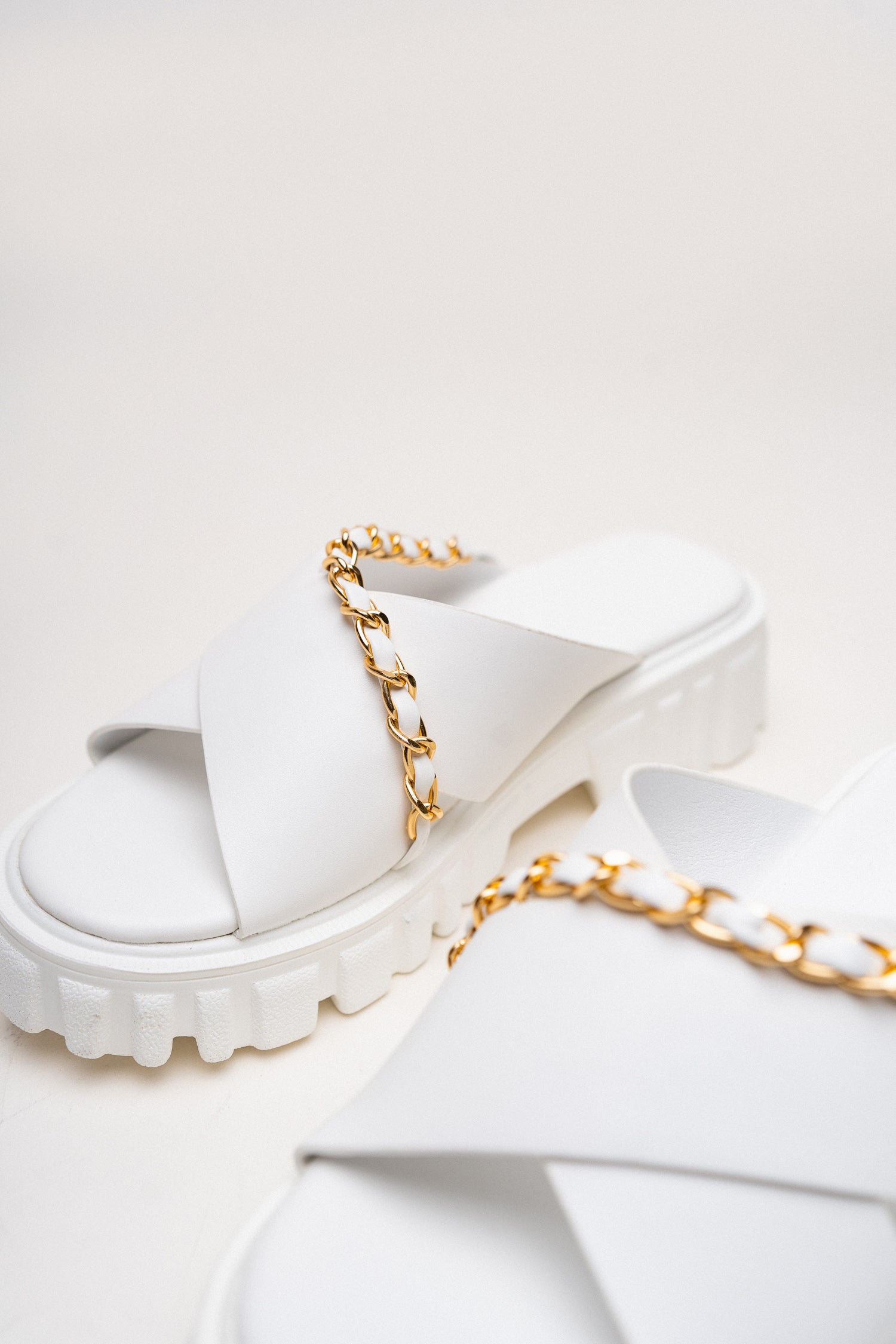 White Criss-Cross Chunky Flats - Hustle N Holla