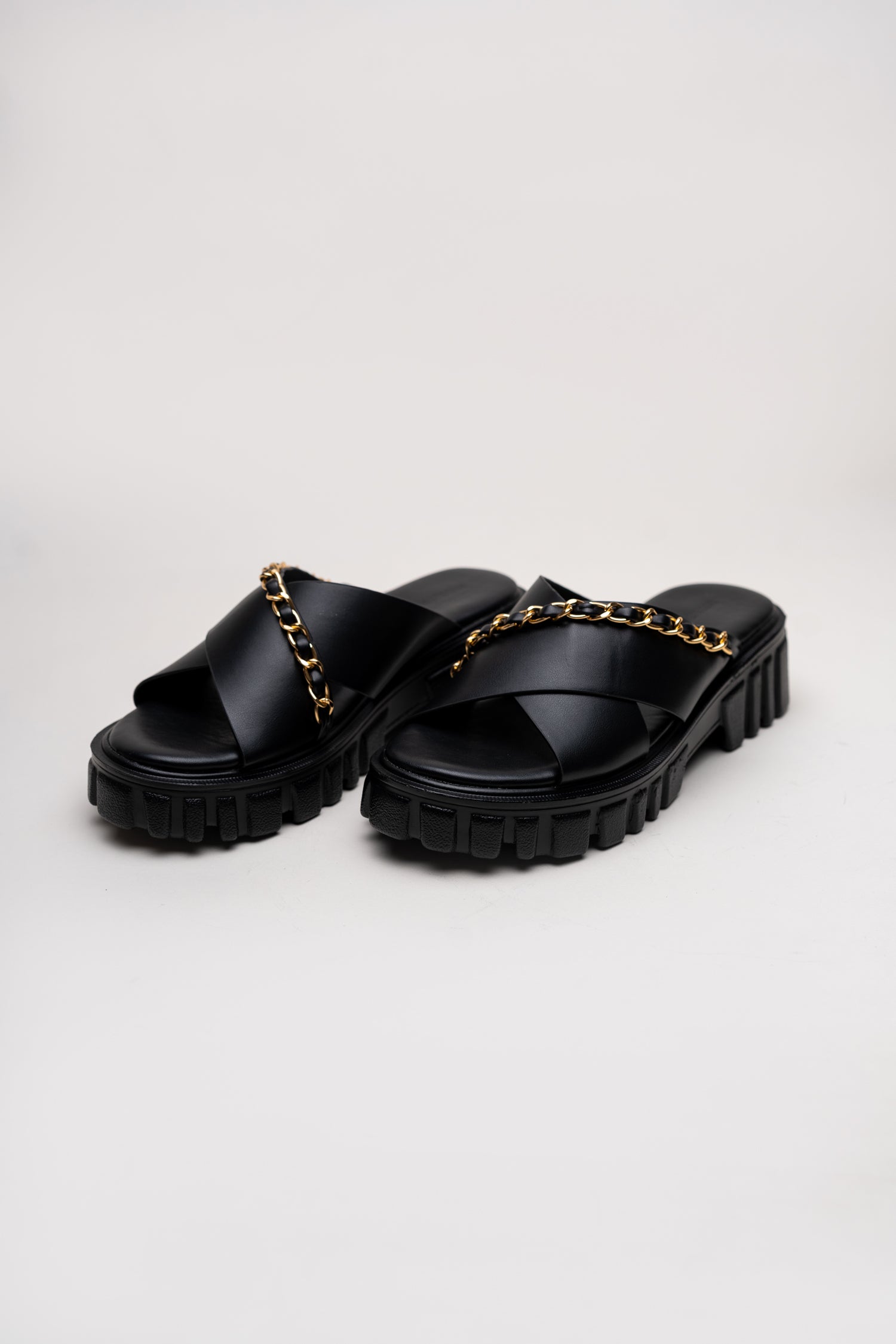 Black Chunky Flats