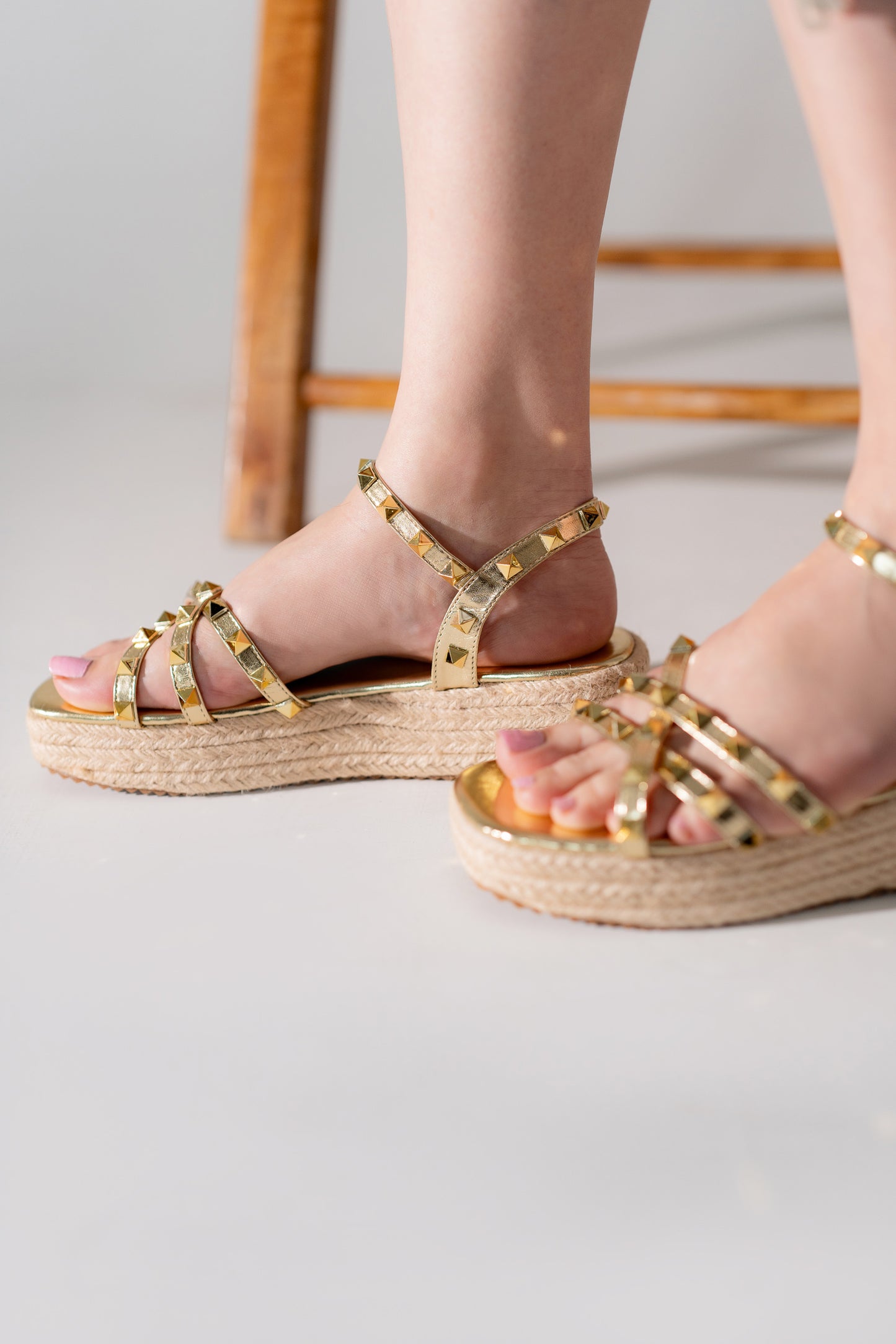 Golden Glam Flat Sandals - Hustle N Holla