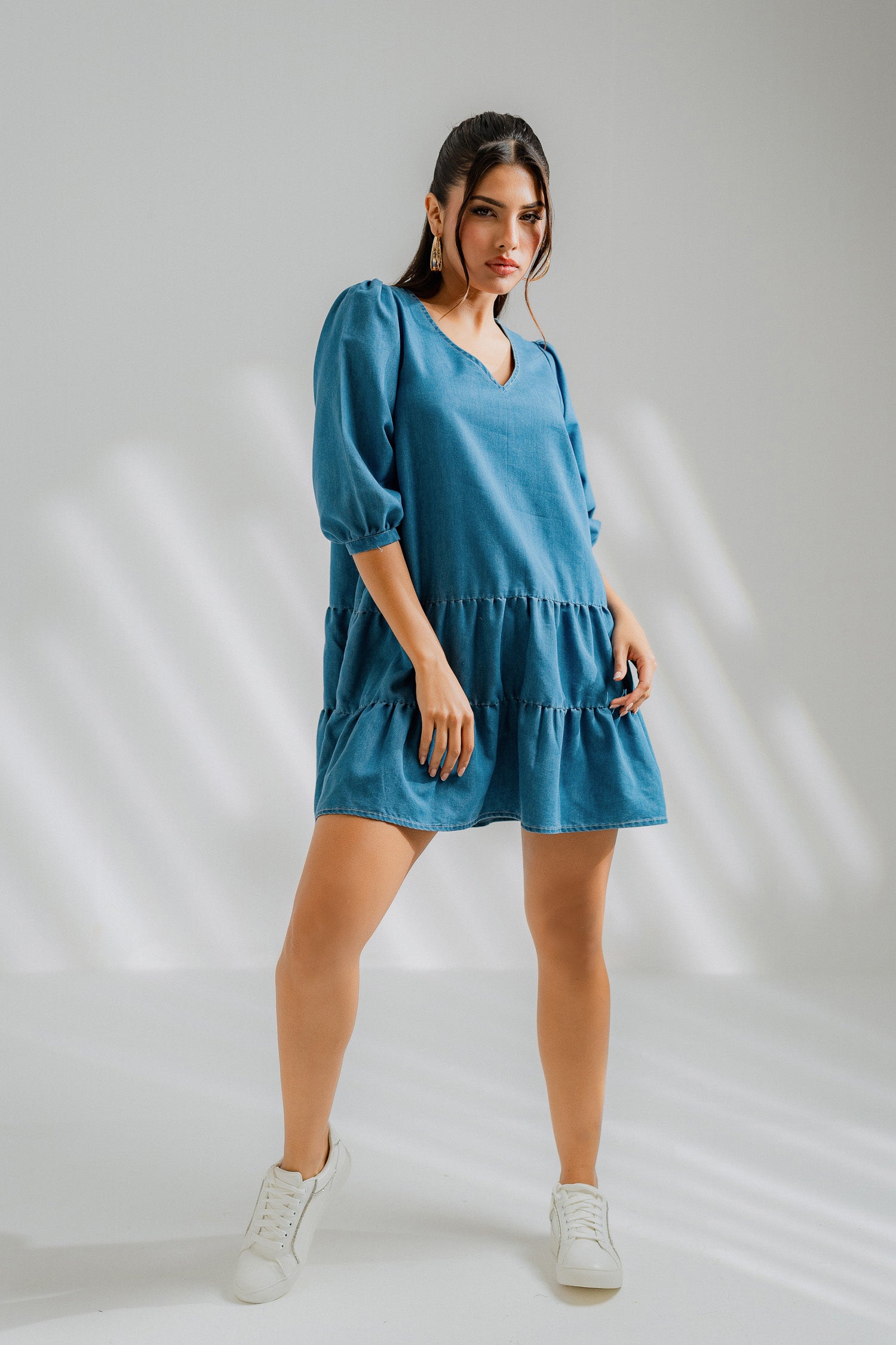 Tiered Chambray Minor Fault Midi Dress - Hustle N Holla