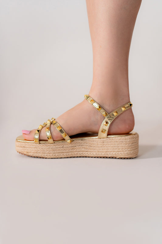 Golden Glam Flat Sandals - Hustle N Holla