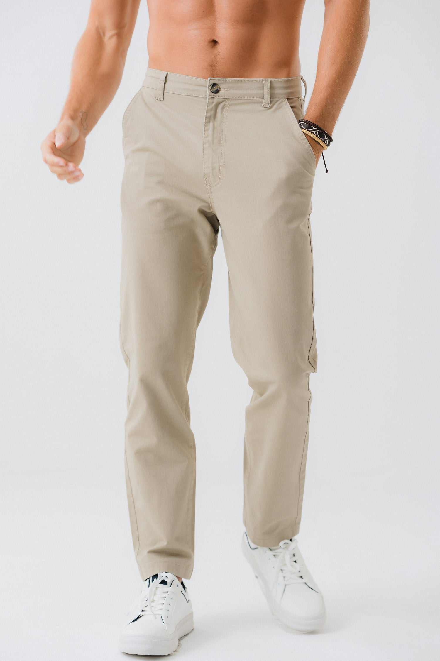 Beige Regular Fit Chino Pants