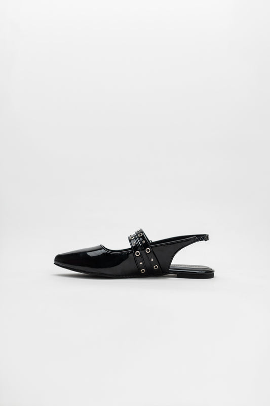 Black Studed Slingback Flats - Hustle N Holla