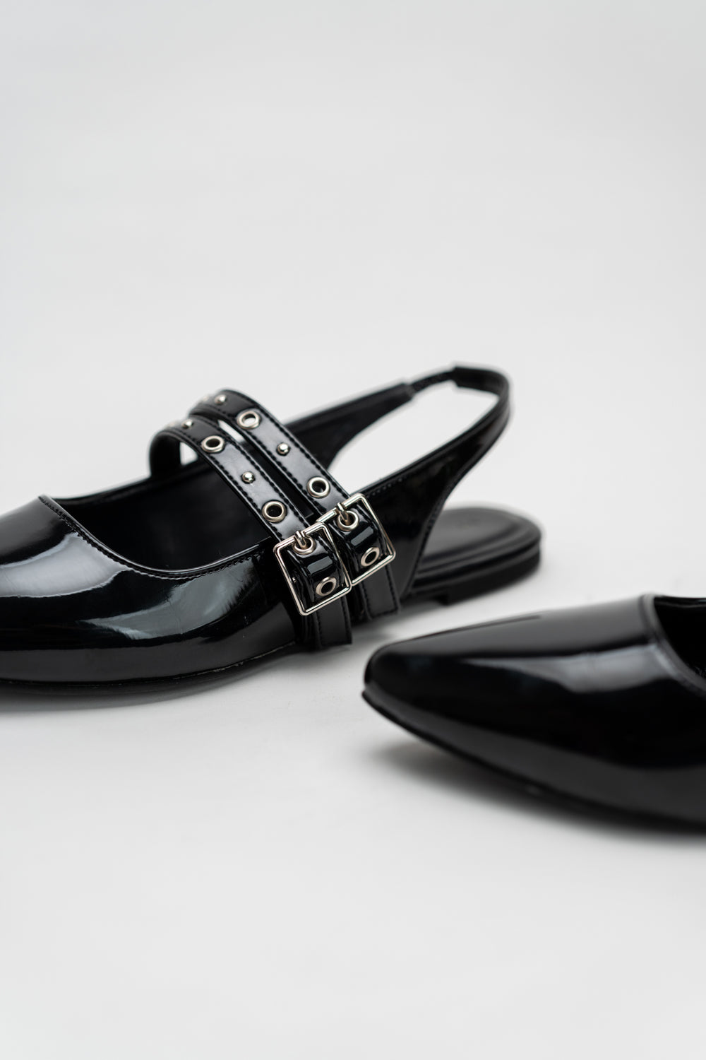 Black Studed Slingback Flats - Hustle N Holla