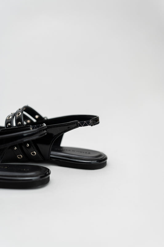 Black Studed Slingback Flats - Hustle N Holla