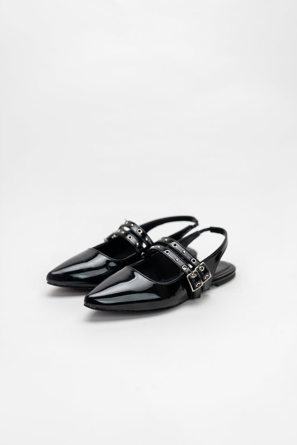 Black Studed Slingback Flats - Hustle N Holla