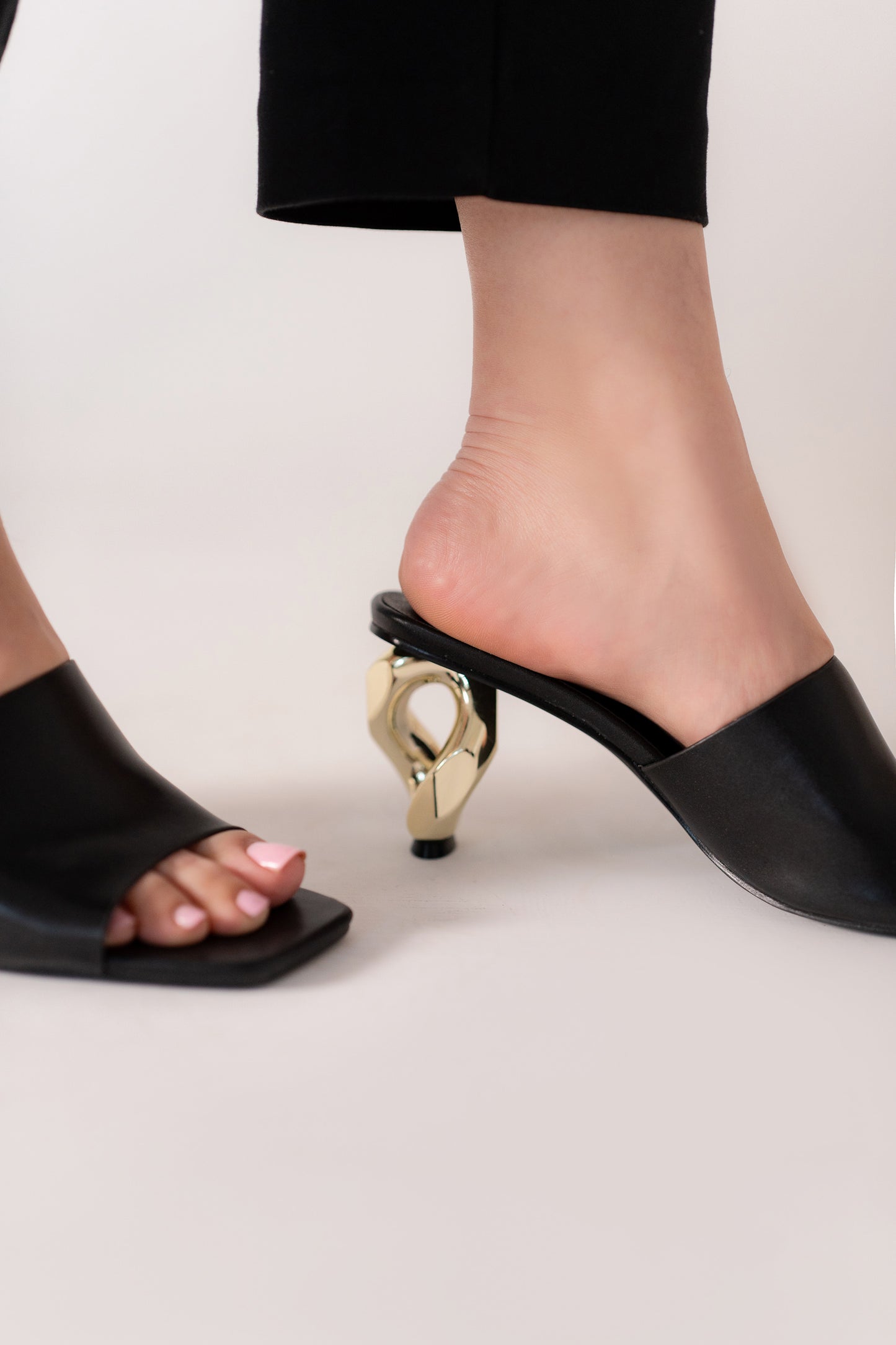 Black Heels with Golden Ring Detail - Hustle N Holla