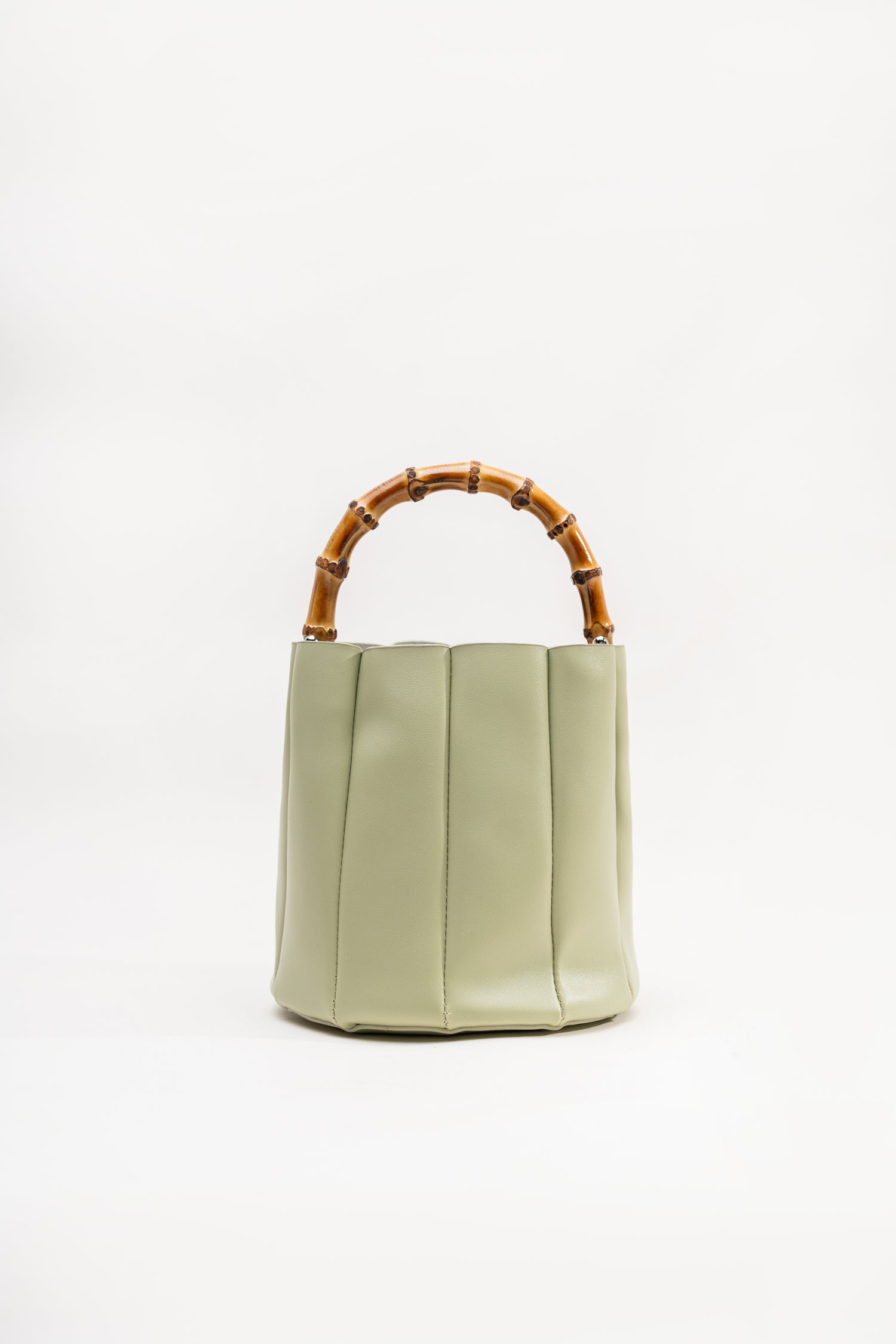 Bamboo Handle Bucket Bag