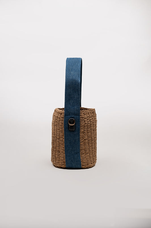 Denim Strap Basket Bag - Hustle N Holla