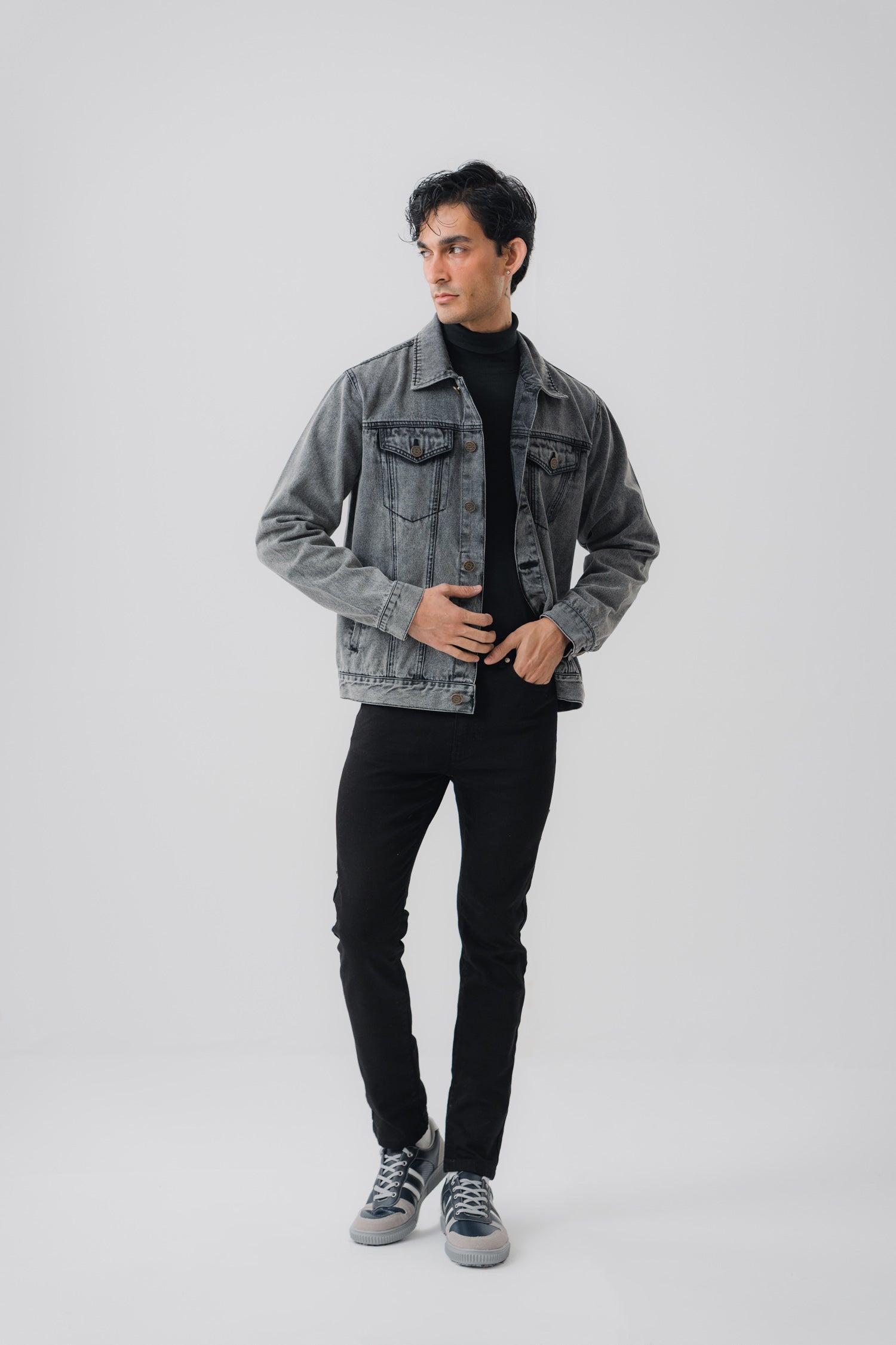 Grey Denim Trucker Jacket - Hustle N Holla