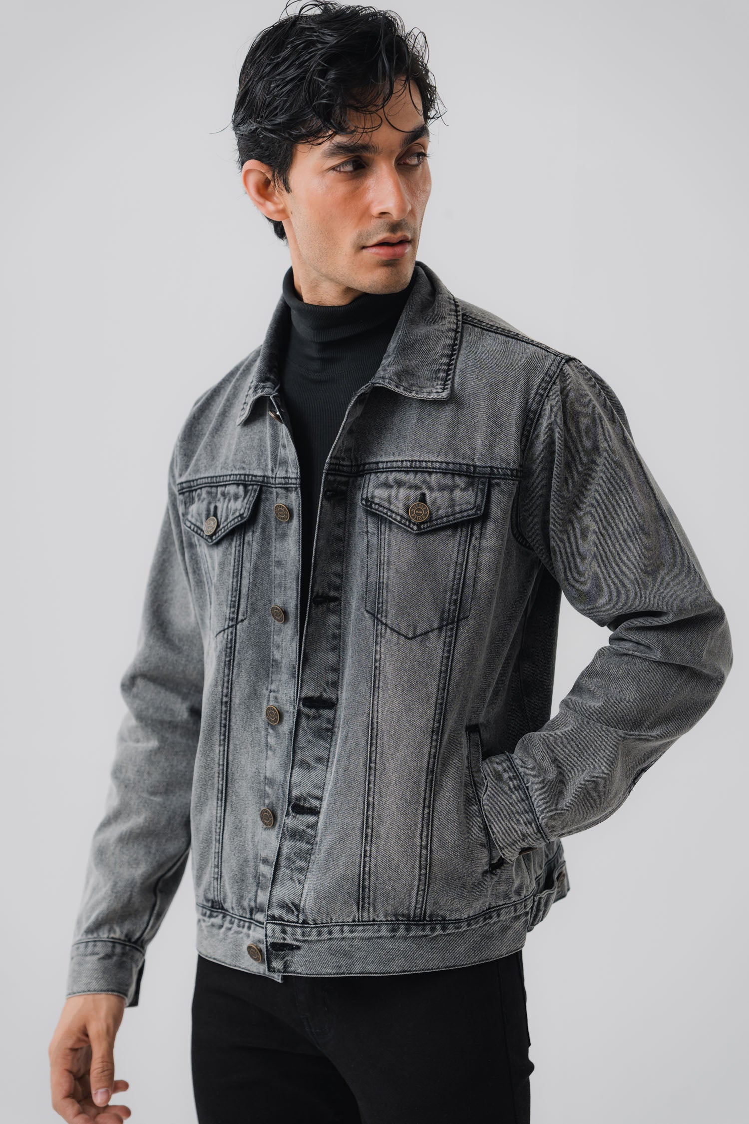Grey Denim Trucker Jacket - Hustle N Holla