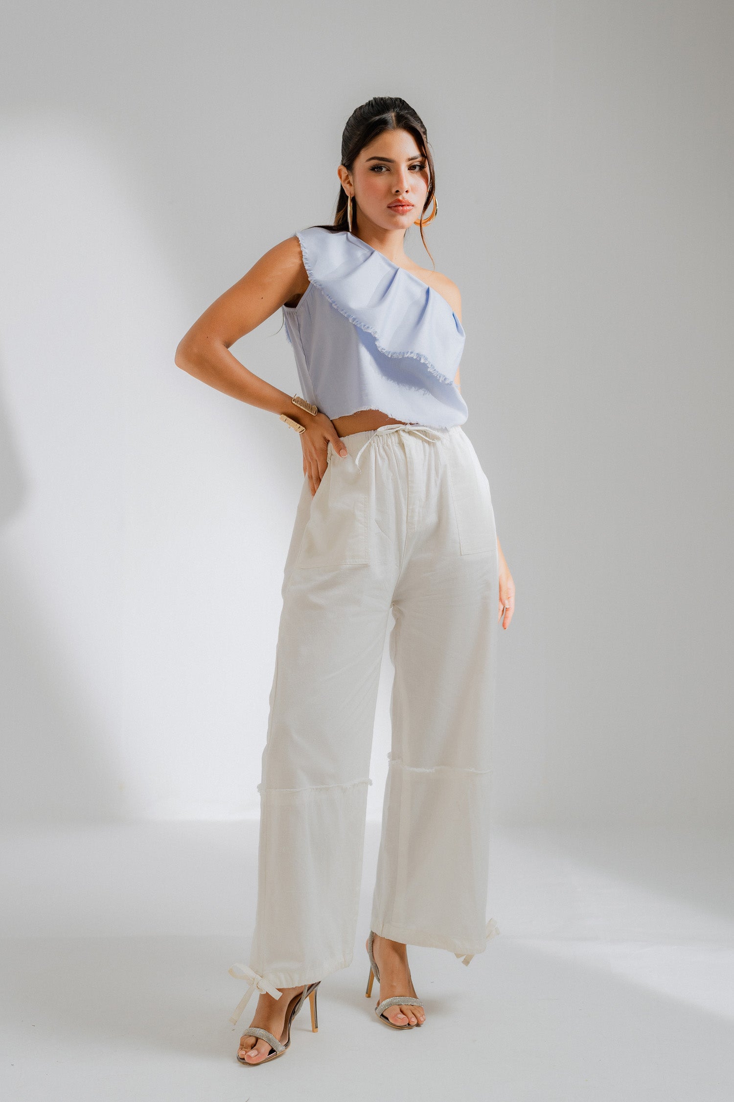 White High Waisted Trousers - Hustle N Holla