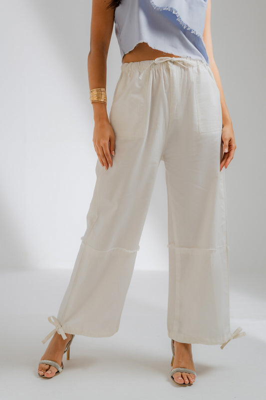 White High Waisted Trousers