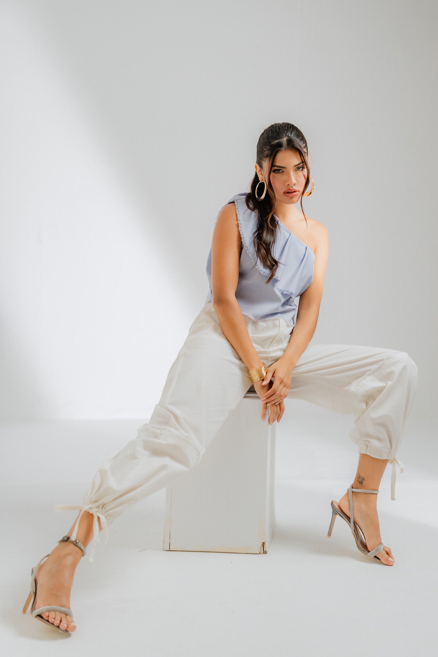 White High Waisted Trousers - Hustle N Holla