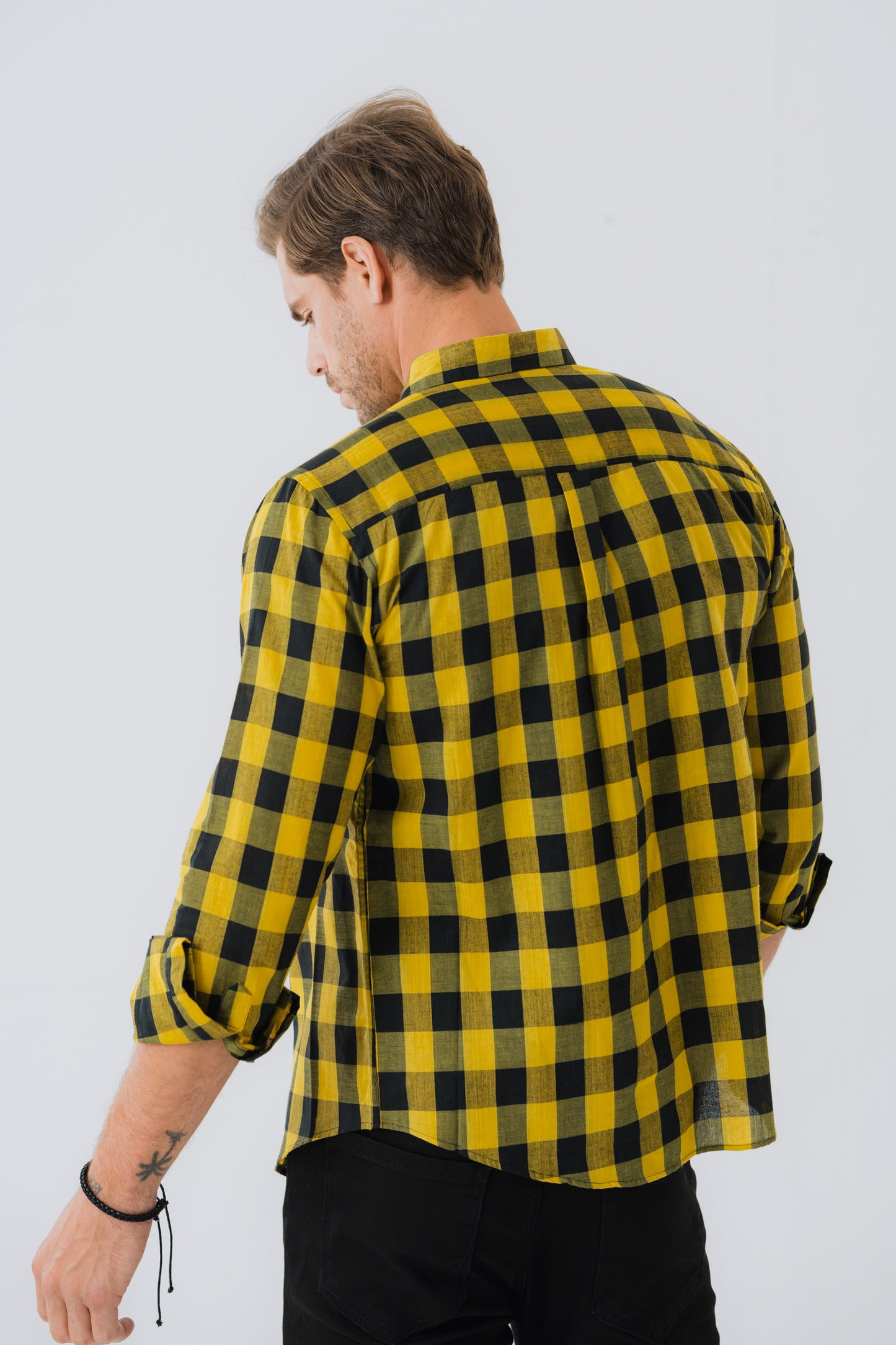 Yellow and Black Plaid Shirt - Hustle N Holla