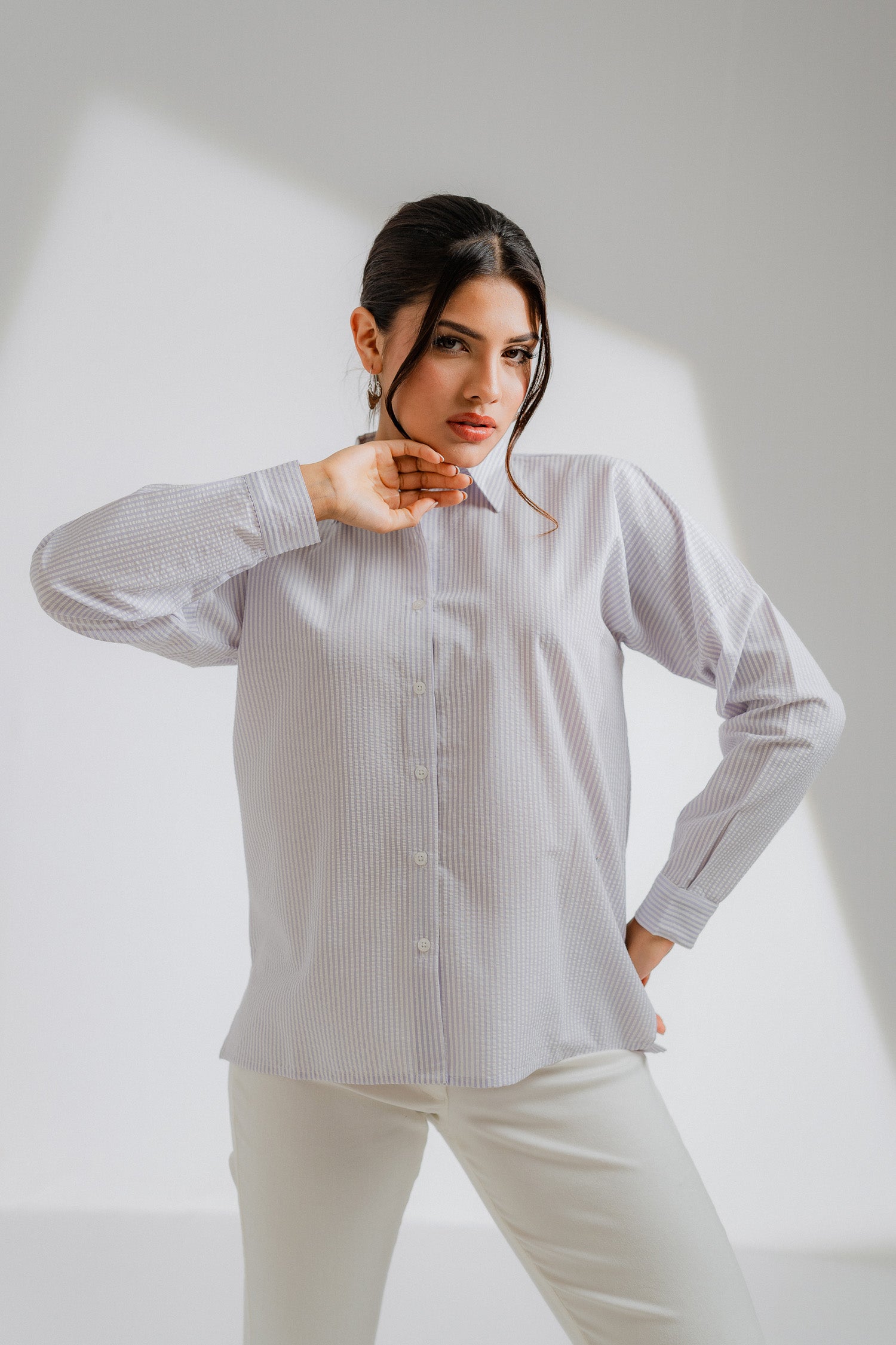 Lilac & White Striped Shirt