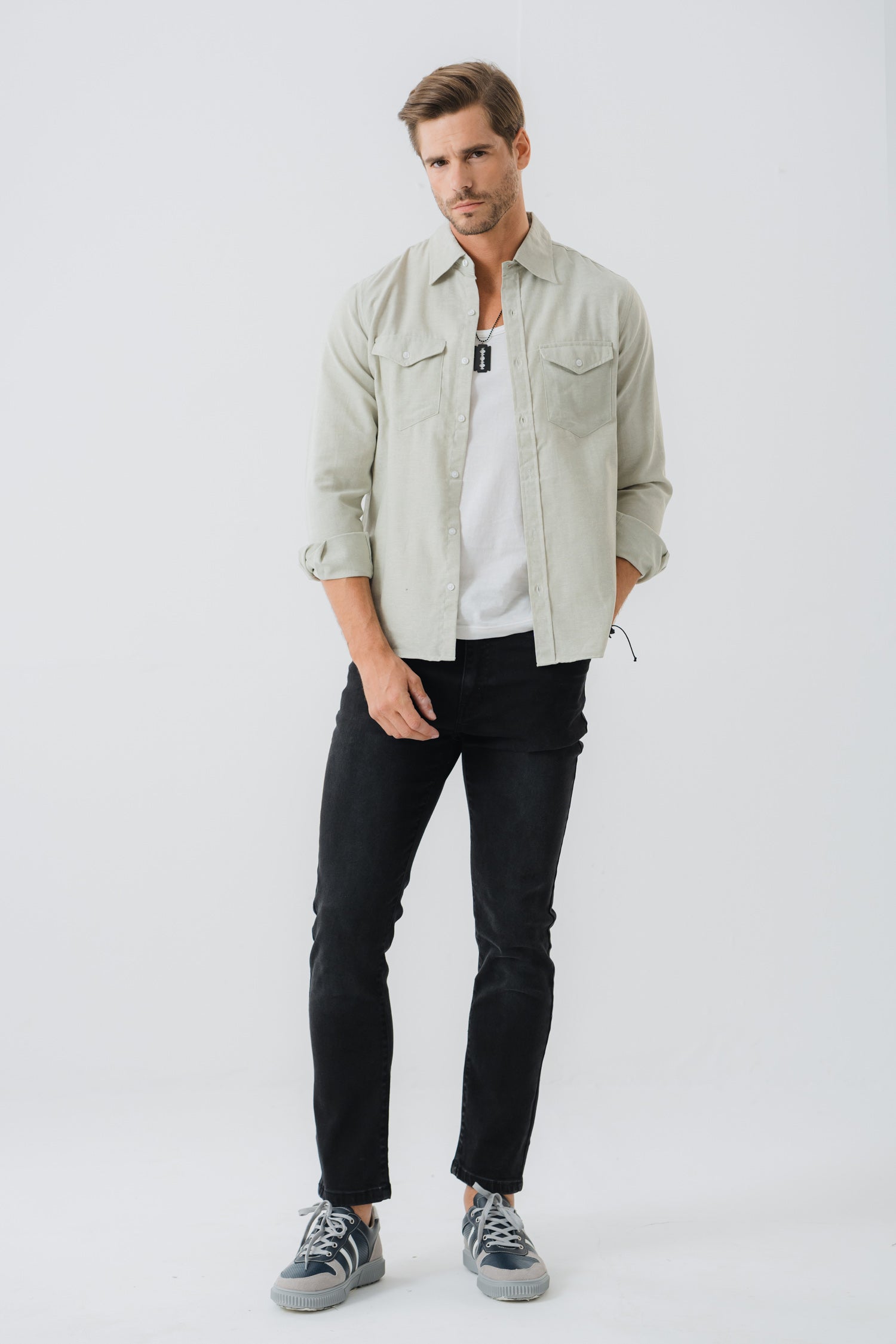 Western Pocket Grey Shirt - Hustle N Holla