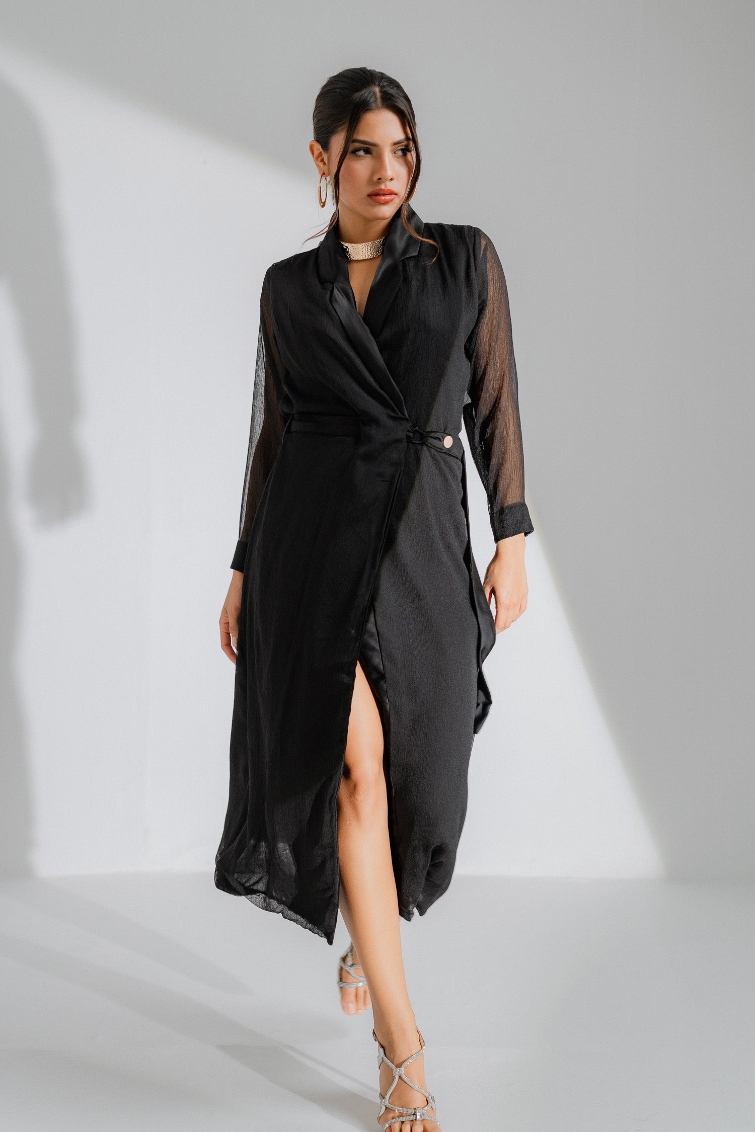 Black Midi Wrap Dress