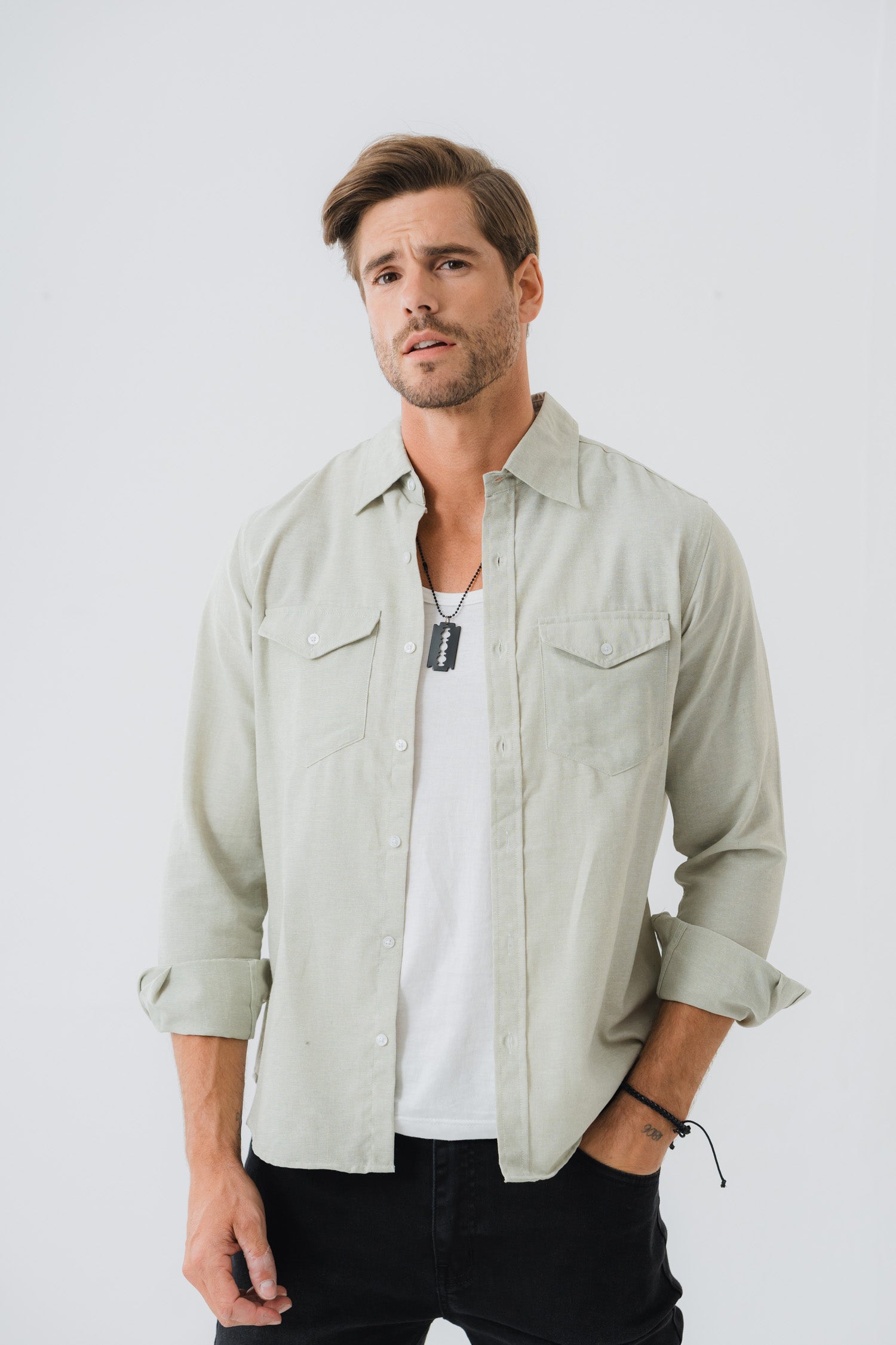 Western Pocket Grey Shirt - Hustle N Holla