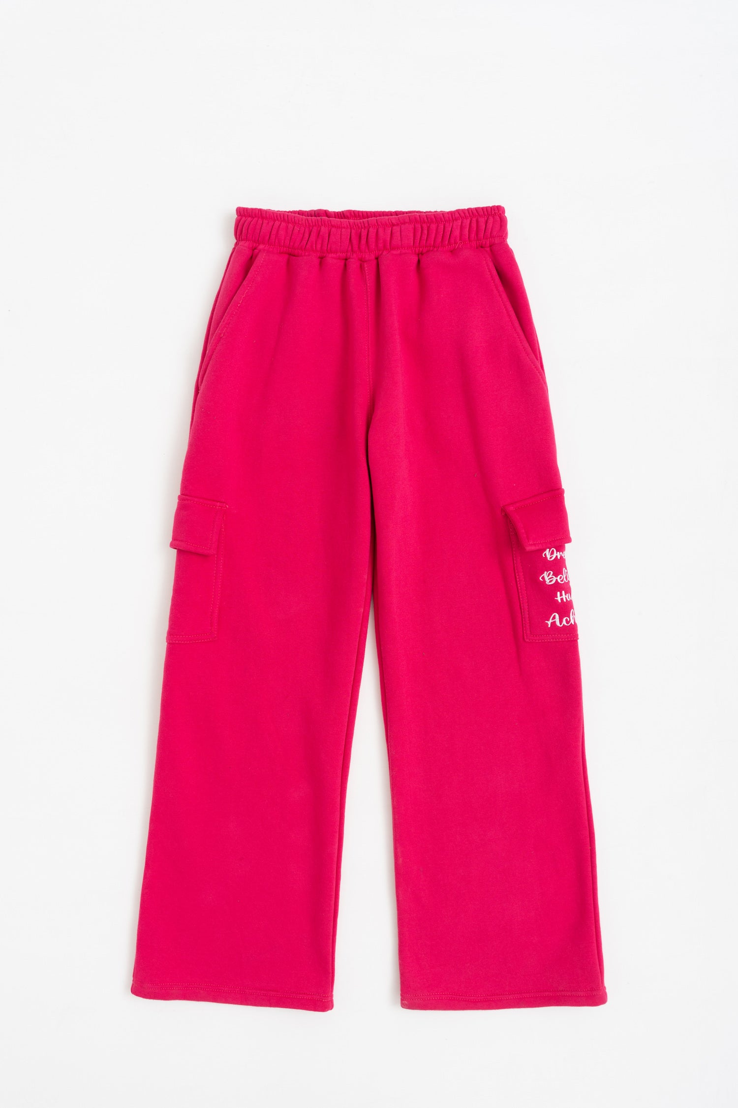 Fuchsia Pink Fleece Cargo Sweatpants