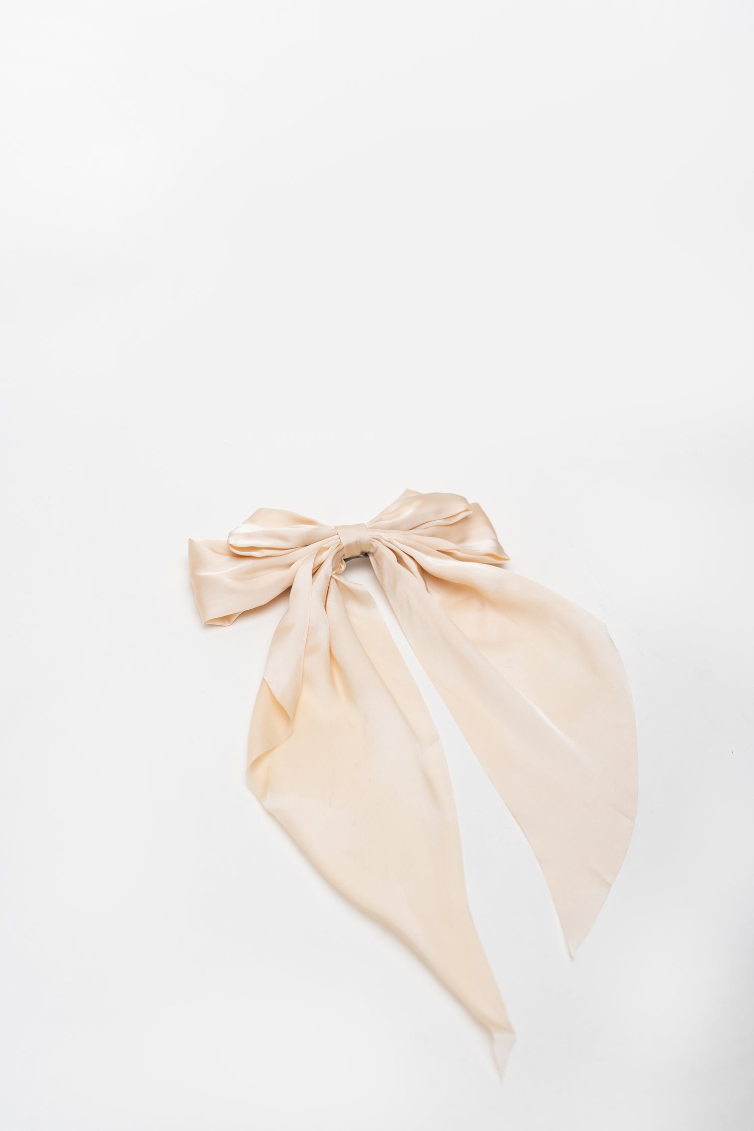 Beige Silk Hair Bow