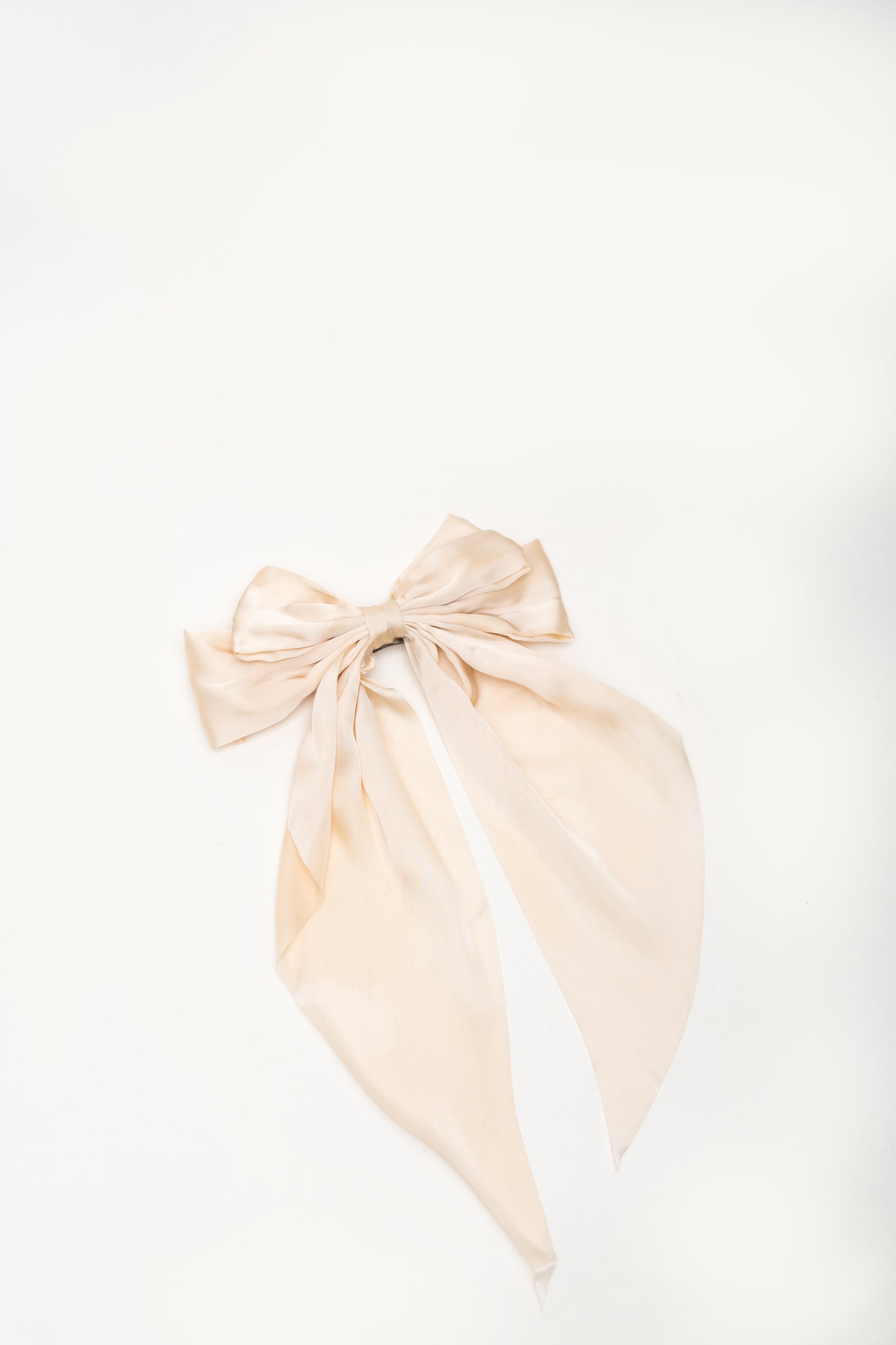 Beige Silk Hair Bow - Hustle N Holla