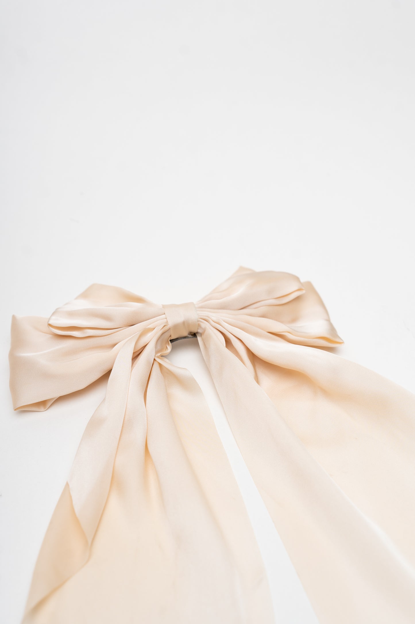 Beige Silk Hair Bow - Hustle N Holla