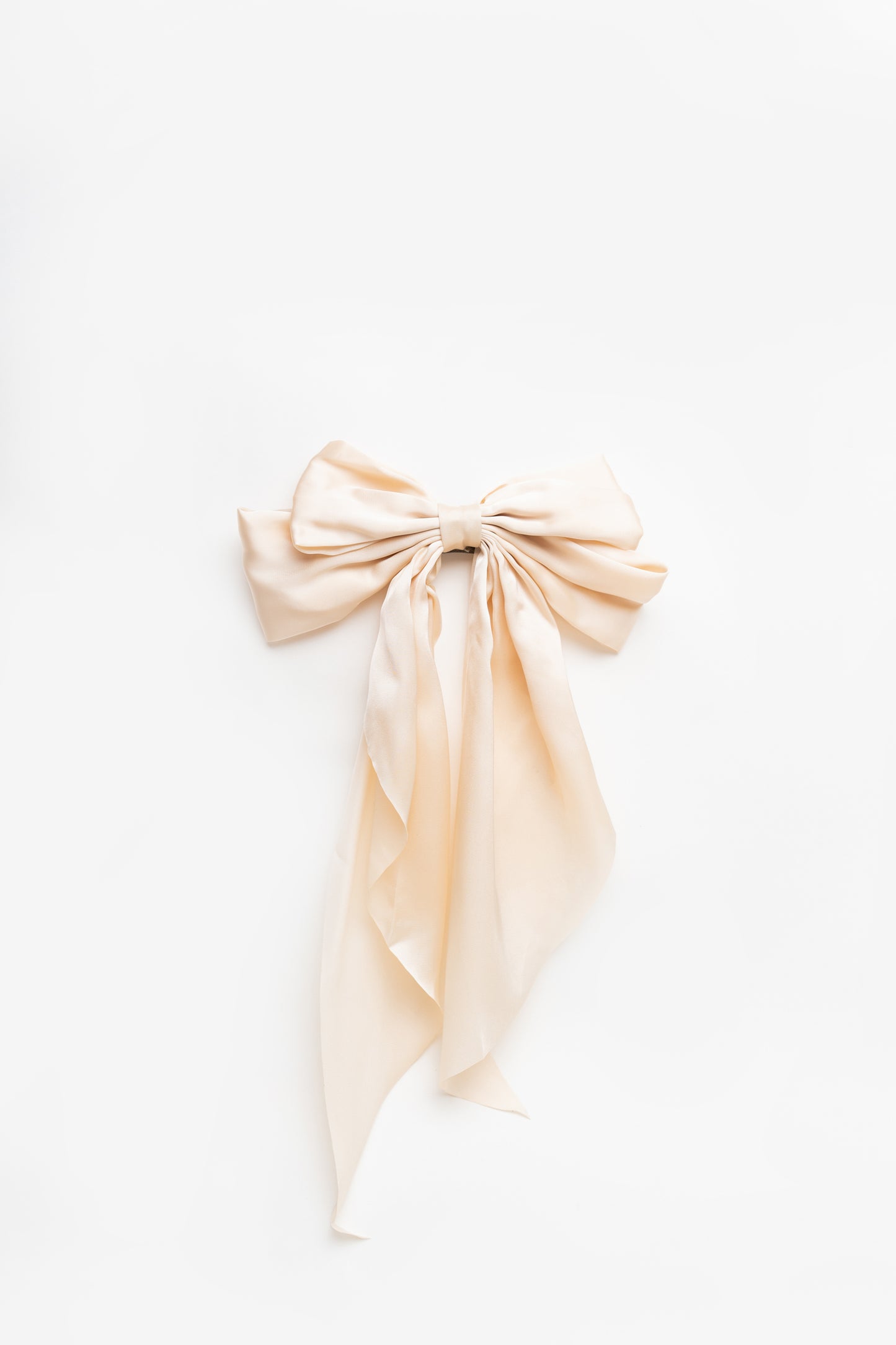 Beige Silk Hair Bow - Hustle N Holla