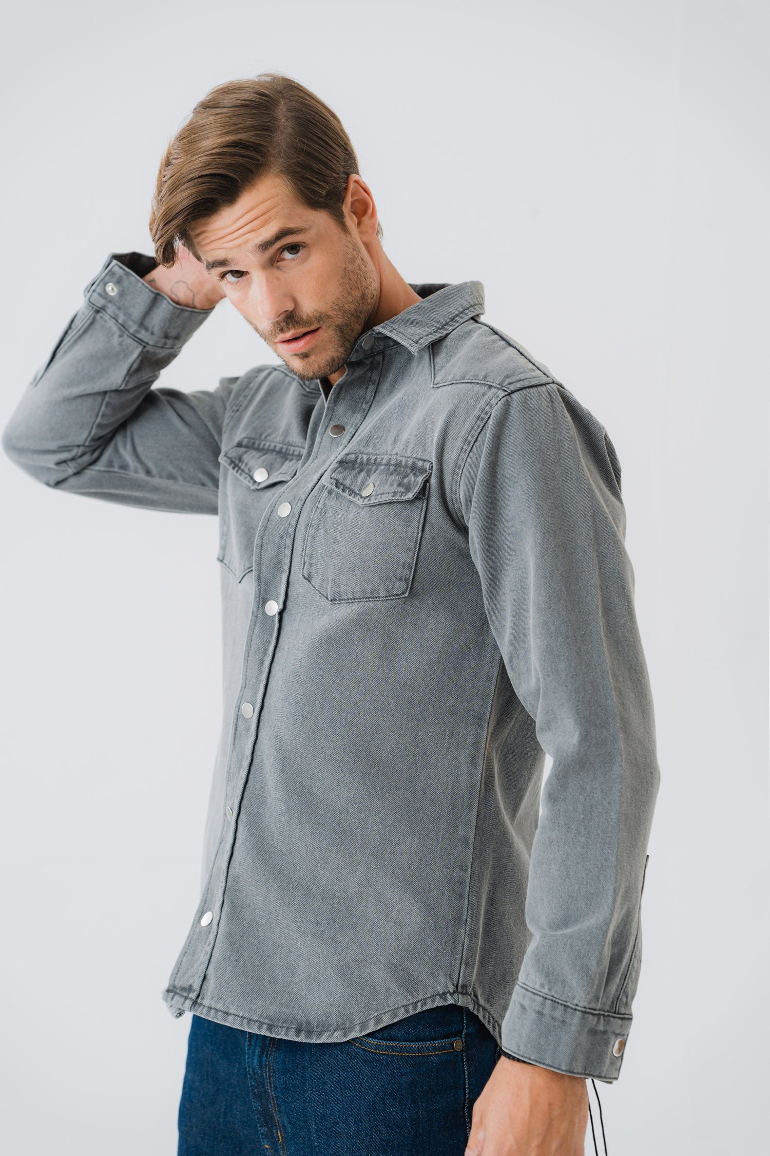 Grey Button Down Shirt - Hustle N Holla