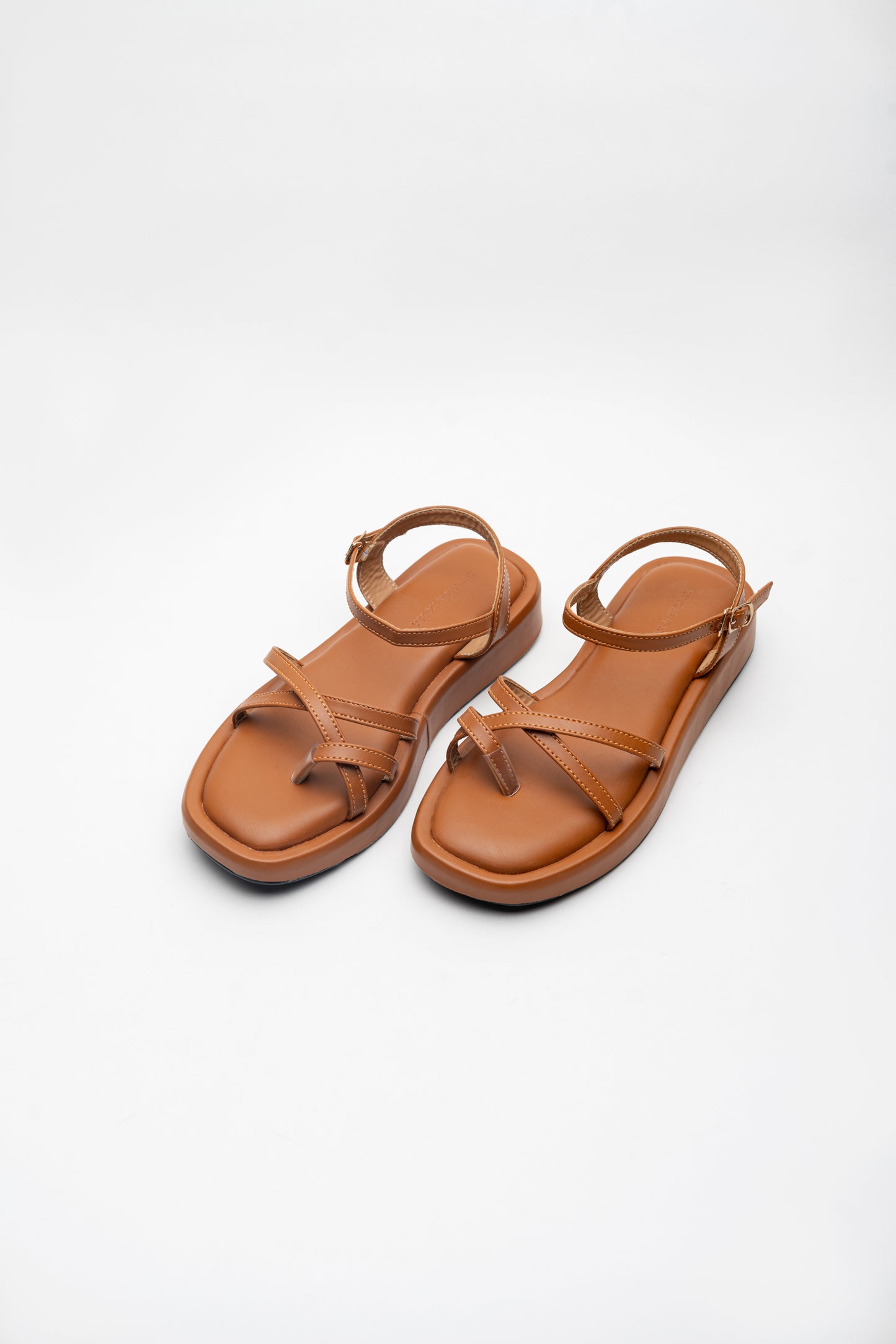 Tan Cross-Strap Sandals - Hustle N Holla